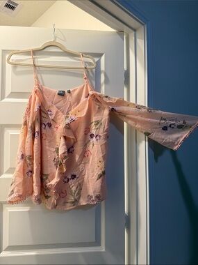 Soho Peach Floral Off-Shoulder Ruffle Camisole